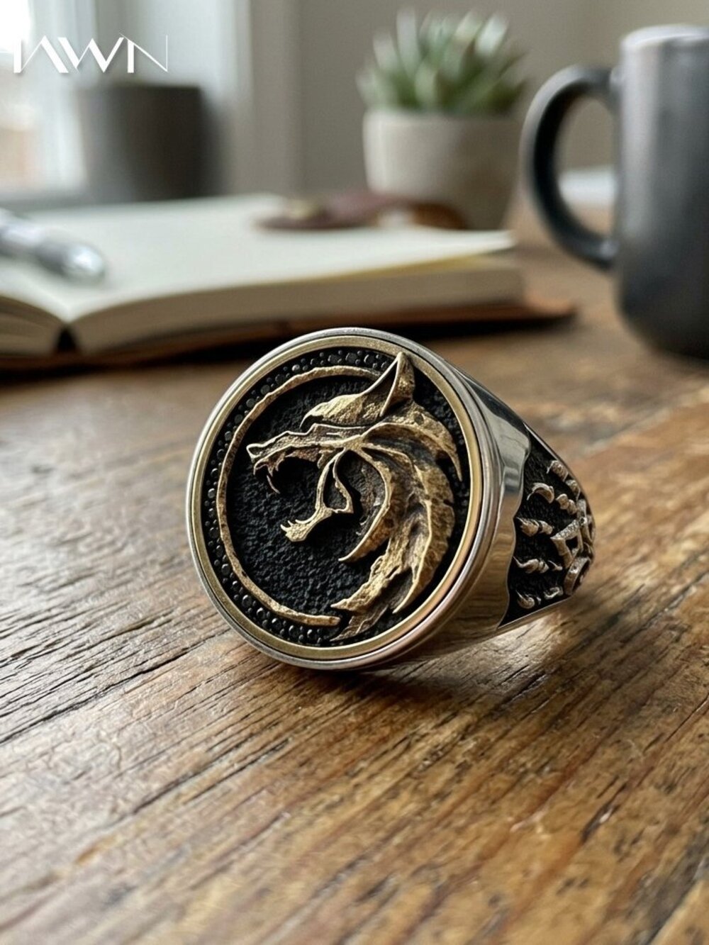Mens Viking Wolf Head Ring
